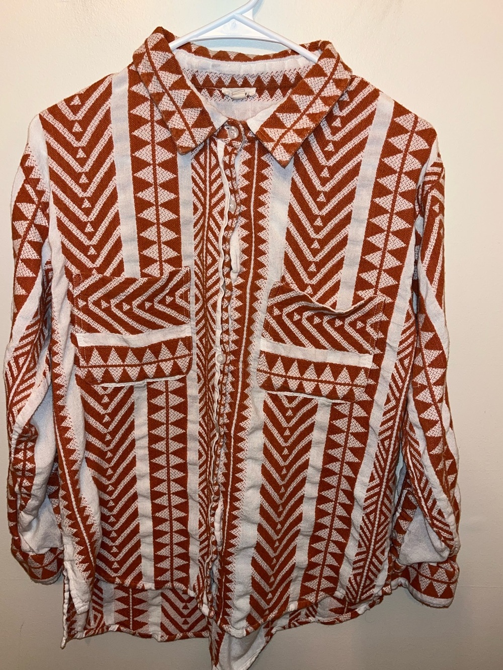 En Crème Womens Aztec Western Cowgirl Long Sleeve Button Up Shirt Size L EUC